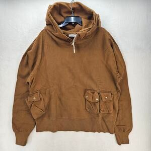 MNML MEN'S MEDIUM BROWN VINTAGE CARGO POCKET PULLOVER HOODIE NWT